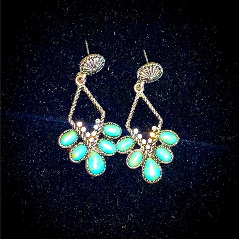 Turquoise stones and silver Earrings.